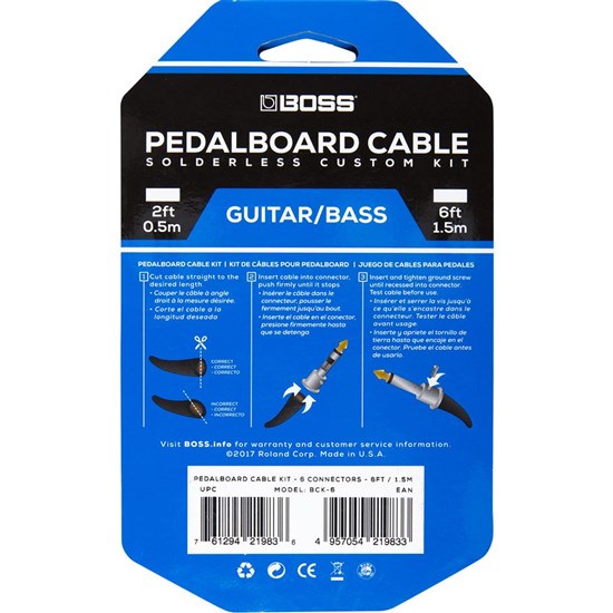 Boss BCK6 Premium Solderless Pedalboard Cable Kit (6-Piece)