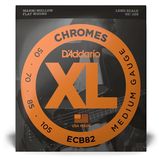 D'Addario ECB82 XL Chromes Flatwound Bass Strings - Long Scale - Medium (50-105)