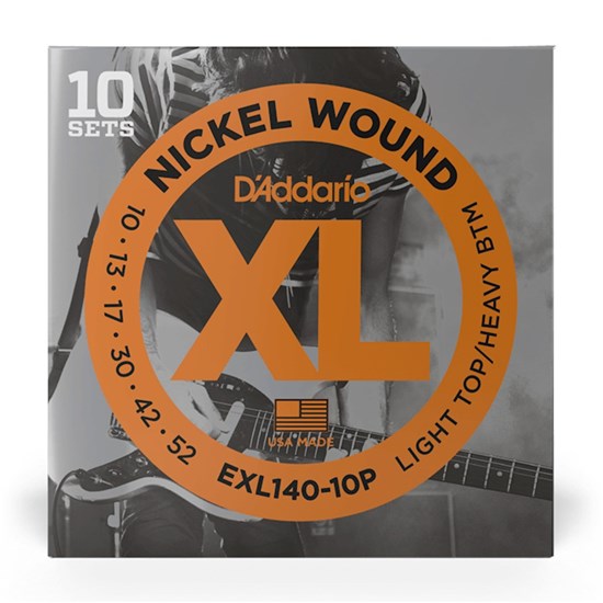 D'Addario EXL140-10P Nickel Wound Electric Strings 10-PACK Light Top/Heavy Bottom (10-52)