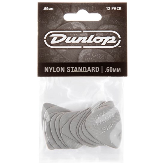 12/Players Pack .60mm Light Gray Dunlop 449P.60 Max-Grip Nylon Standard 