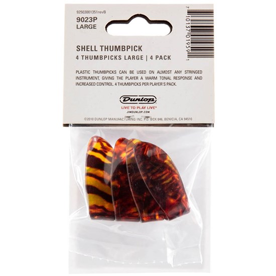 Dunlop Plastic Thumbpick 4-Pack - Large (Shell)