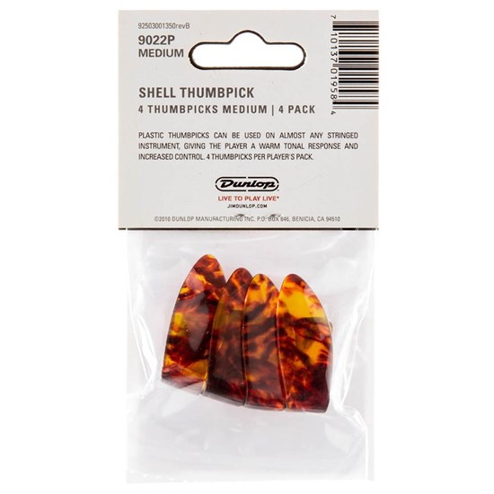 Dunlop Plastic Thumbpick 4-Pack - Medium (Shell)