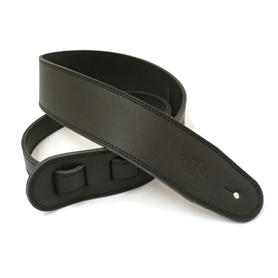 DSL GLG 3-Ply Garment Leather Guitar Strap (Black, Black Backing, 2.5