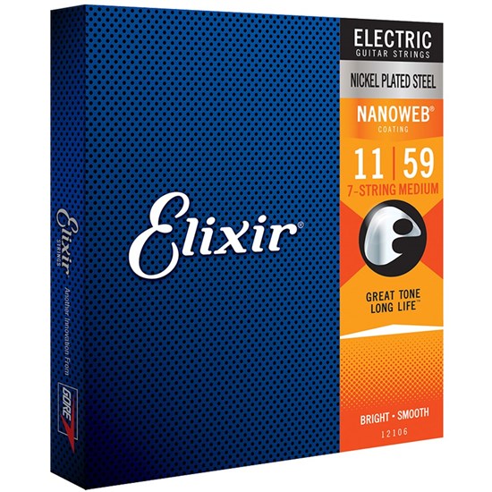 Elixir 12106 Electric Guitar Nickel Plated Steel w/ Nanoweb Coating - 7-String MD (11-59)