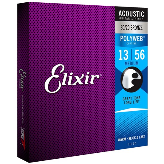 Elixir 11100 Acoustic 80/20 Bronze w/ Polyweb Coating - Medium (13-56)
