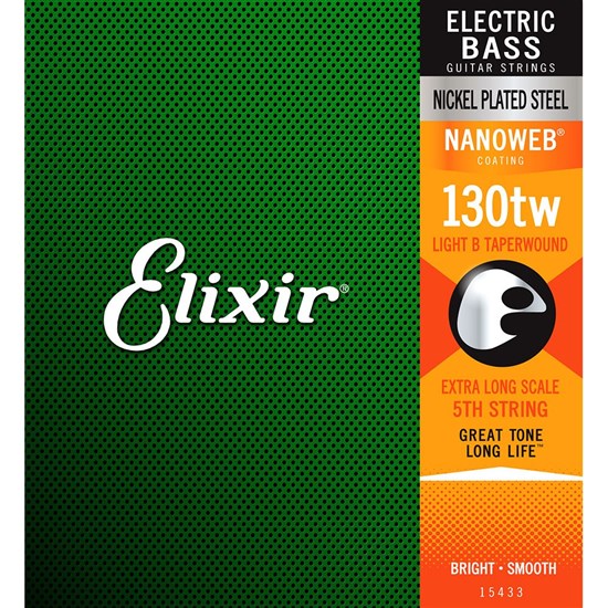 Elixir 15433 Electric Bass Nickel Plated Steel w/ Nanoweb Coating XL-TW Single (0.130)