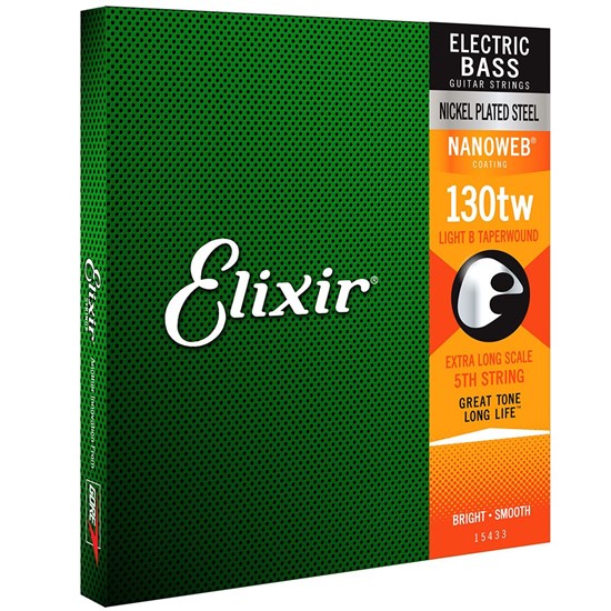 Elixir 15433 Electric Bass Nickel Plated Steel w/ Nanoweb Coating XL-TW Single (0.130)