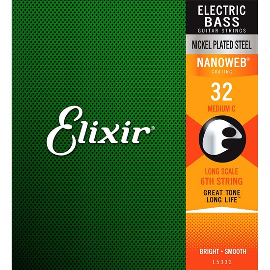 Elixir 15332 Nanoweb Electric Bass Guitar Single Strings (0.032)