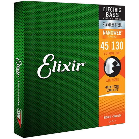 Elixir 14777 Electric Bass Stainless Steel w/ Nanoweb Coating - 5-String LT (45-130)