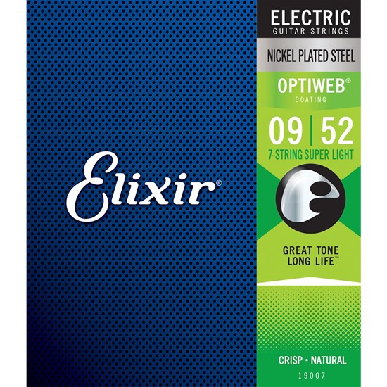 Elixir 19007 Electric Guitar Nickel Plated Steel w/ Optiweb Coating - 7-String S-LT (9-52)