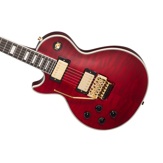 Epiphone Alex Lifeson Les Paul Custom Axcess Quilt (Ruby) Left-Hand inc Harshell Case