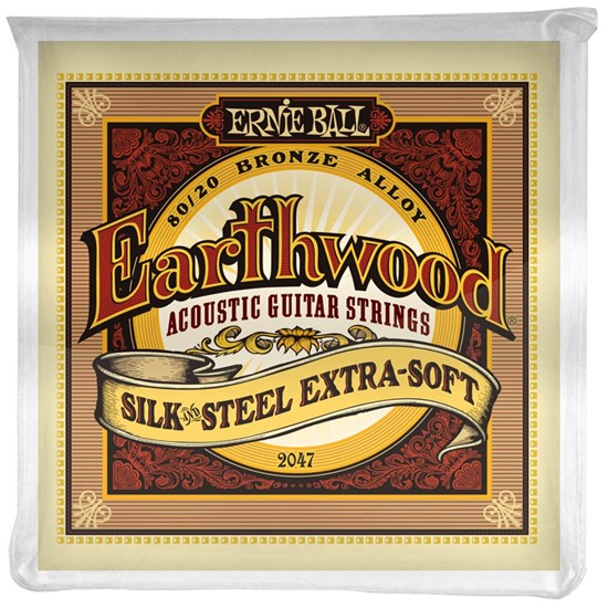 Ernie Ball Extra Soft Earthwood 80/20 Bronze Silk & Steel Acoustic Strings 10-50
