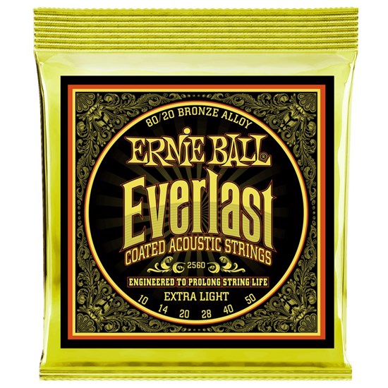 Ernie Ball Everlast Coated 80/20 Bronze Acoustic Guitar Strings - Extra Light (10-50)