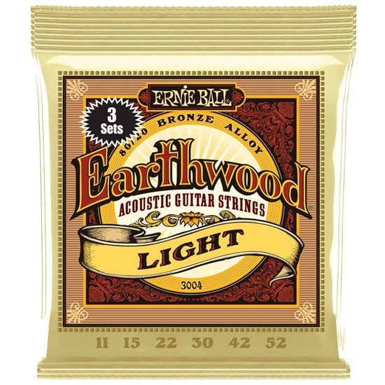 Ernie Ball Earthwood 80/20 Bronze Acoustic Guitar Strings 3-PACK - Light (11-52)