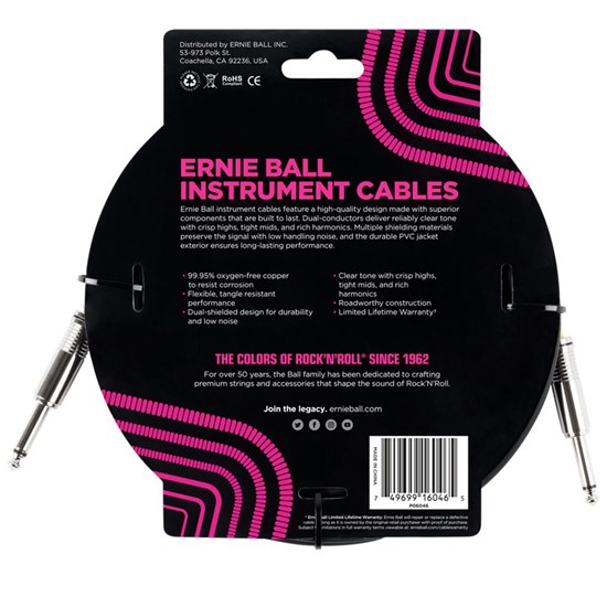 Ernie Ball 20' Classic Straight / Straight Instrument Cable - (Black)