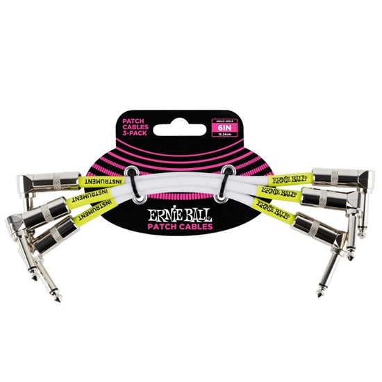 Ernie Ball 6' Angle / Angle Patch Cable 3-PACK - (White)