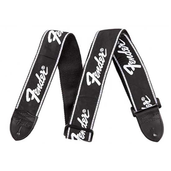 Fender Running Logo Woven Strap (Black/White)