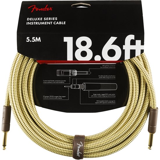 Fender Deluxe Series Instrument Cable - Straight / Straight - 18.6' (Tweed)