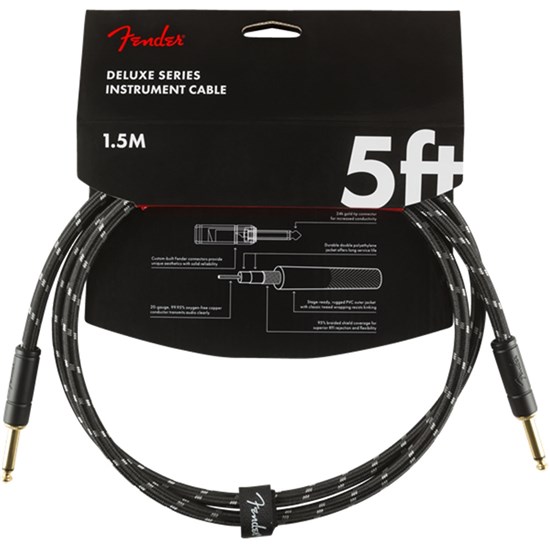 Fender Deluxe Series Instrument Cable - Straight / Straight - 5ft (Black Tweed)