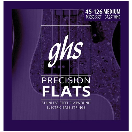 GHS Bass Precision Flats Medium Flatwound 5-String Electric Bass Strings (45-126)