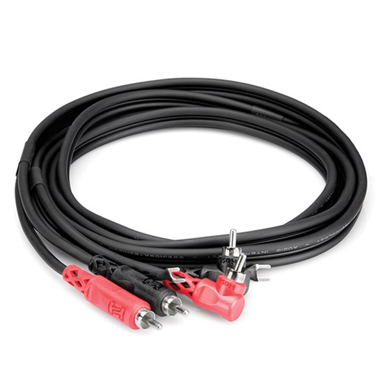 Hosa CRA-201DJ Dual RCA to Dual Right-Angle RCA w/ Ground Stereo Interconnect Cable (1m)