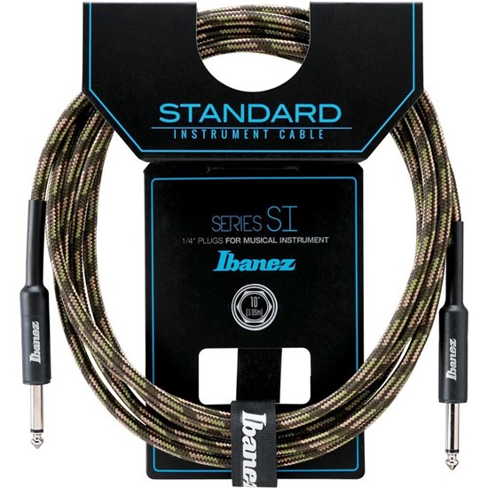 Ibanez SI20 CGR Woven Guitar Cable w/ 2 Straight Plugs - 20ft (Camo Green)