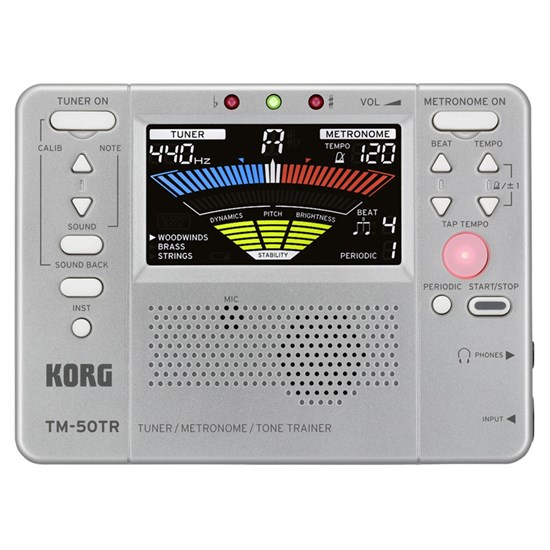 Korg TM-50TR Tuner / Metronome / Tone Trainer (Silver)