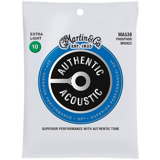 Martin MA530 Authentic SP 92/8 Extra Light Phosphor Bronze Acoustic Guitar Strings 10-47