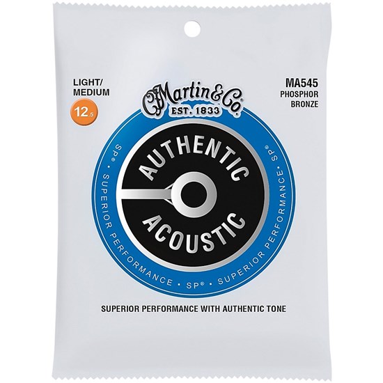 Martin MA545 Authentic SP Light/Med 92/8 Phosphor Bronze Acoustic Guitar Strings 12-56