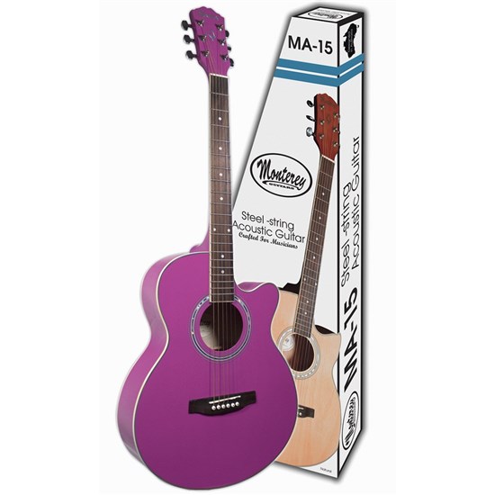 Monterey MA15 Folksize Acoustic Guitar w/ Tuner (Pink)