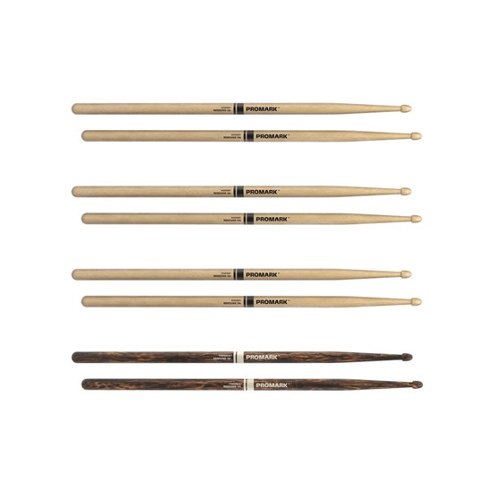 ProMark Rebound 5A Hickory Drumstick Acorn Wood Tip FireGrain Bonus 4-Pack