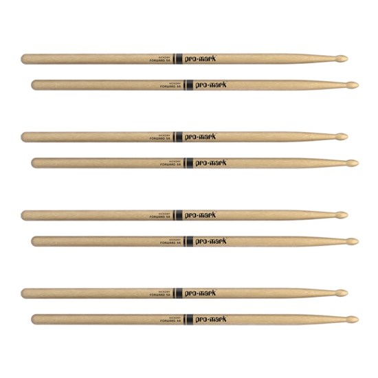 ProMark Classic Forward 5A Hickory Drumsticks Oval Wood Tip 4 Pack