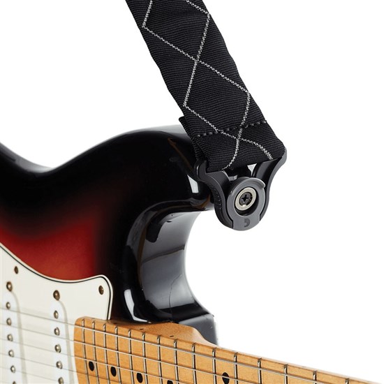D'Addario Auto Lock Padded Guitar Strap (Black w/ Diamond Pattern)