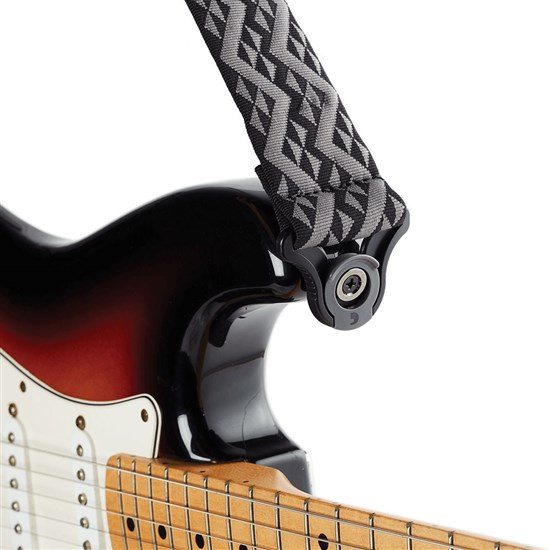 D'Addario Auto Lock Padded Guitar Strap (Black Geometric Pattern)