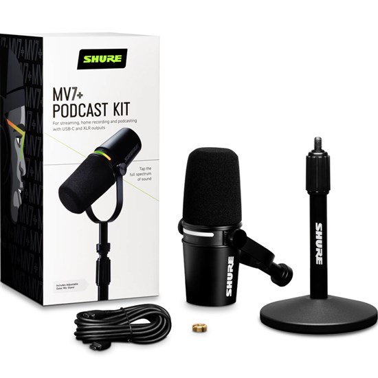 Shure Motiv MV7+ Microphone Bundle w/ MV7+ & Desktop Stand (Black)