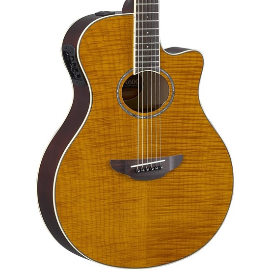 Yamaha APX600FM Thin-Line Acoustic Guitar w/ Flame Maple Top & Pickup (Amber)