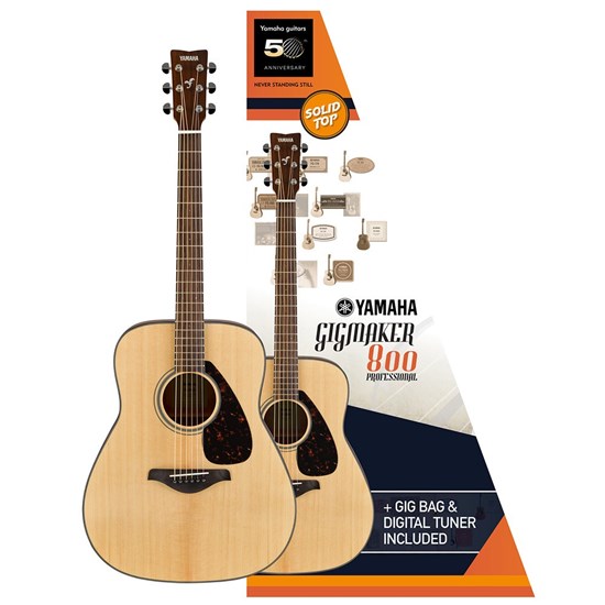 Yamaha Gigmaker 800 Solid-Top Acoustic Guitar Pack (Gloss) inc Gig Bag & Tuner