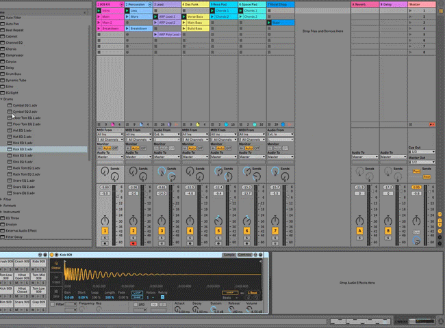 Dropping Ableton device into the signal chain.