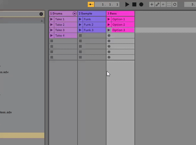 Launching clips in Ableton Live.