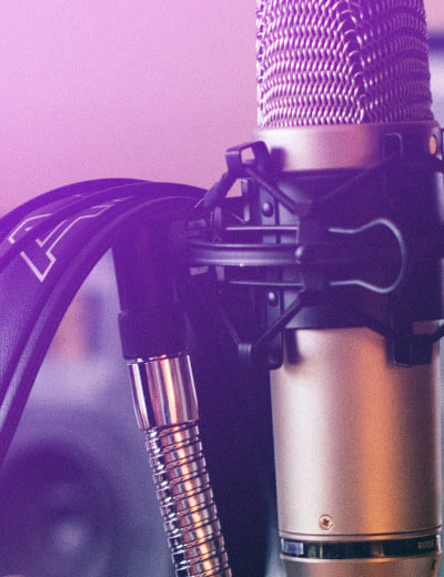 Close up of headphones and a microphone