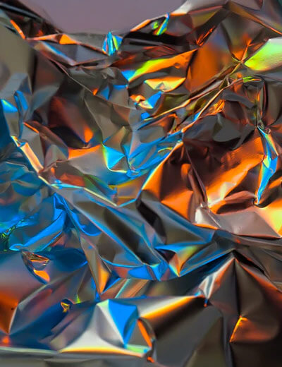 scrunched up metallic paper