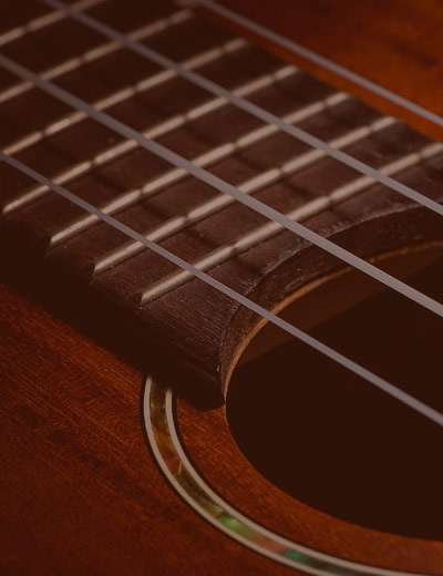 Close up of guitar strings